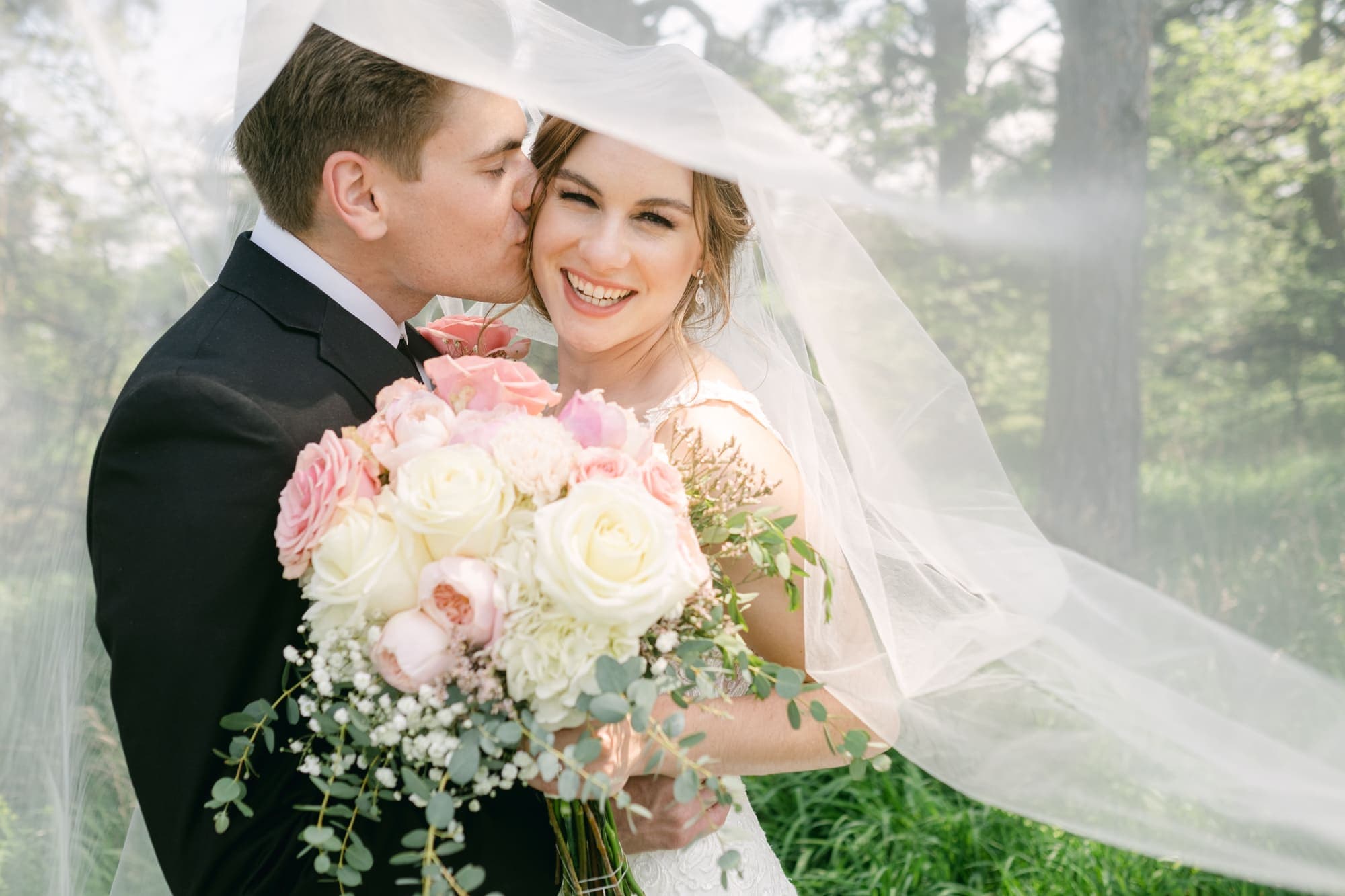 A couple on their wedding day, photographed by Peter
